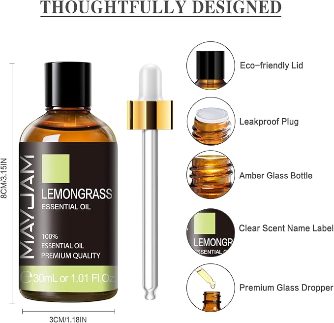 Lemongrass Essential Oil 30ML/1.01FL.OZ, MAYJAM Premium Lemongrass Oil - Image 6