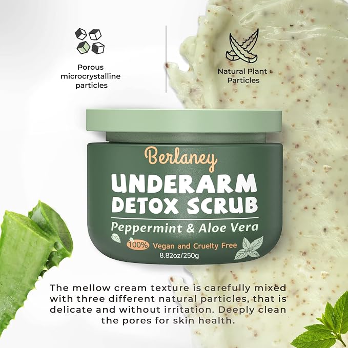 Armpit Detox Scrub 8.8 oz with Peppermint, Aloe Vera and Walnut Shell Powder - Image 2