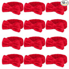 Casoty 12 Pcs Red Spa Headbands, Facewash Headbands, Soft Coral Fleece Makeup by Casoty