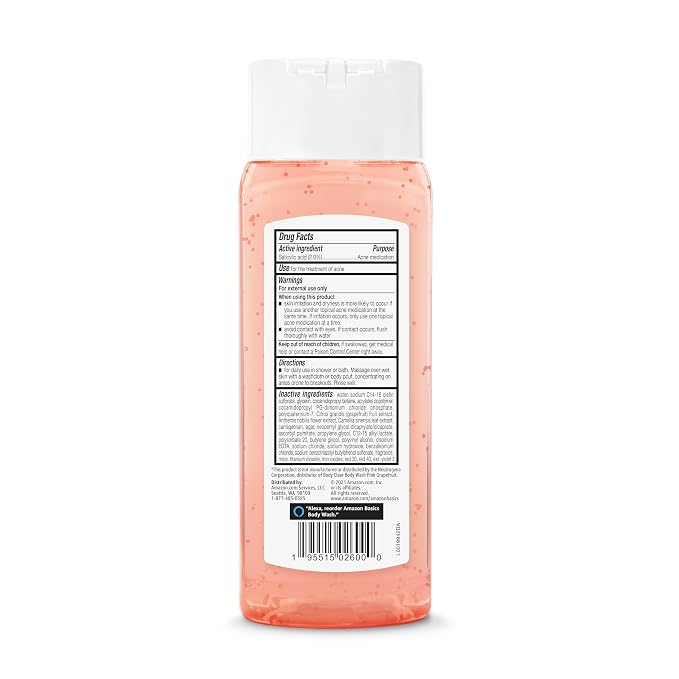 Amazon Basics Clarifying Pink Grapefruit Body Wash, 2% Salicylic Acid Acne - Image 3