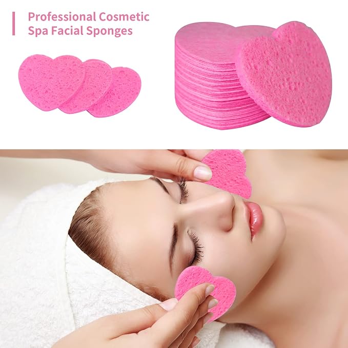 50-Count Facial Sponges Compressed, 100% Natural Cellulose Face Sponge - Image 2