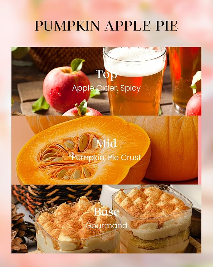 M&SENSE Pumpkin Apple Pie Scented Candles, 8.1oz 42-Hour Slow Burning Soy - Image 2