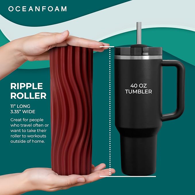 Oceanfoam Ripple Travel Foam Roller Firm Mini Foam Roller - Image 2