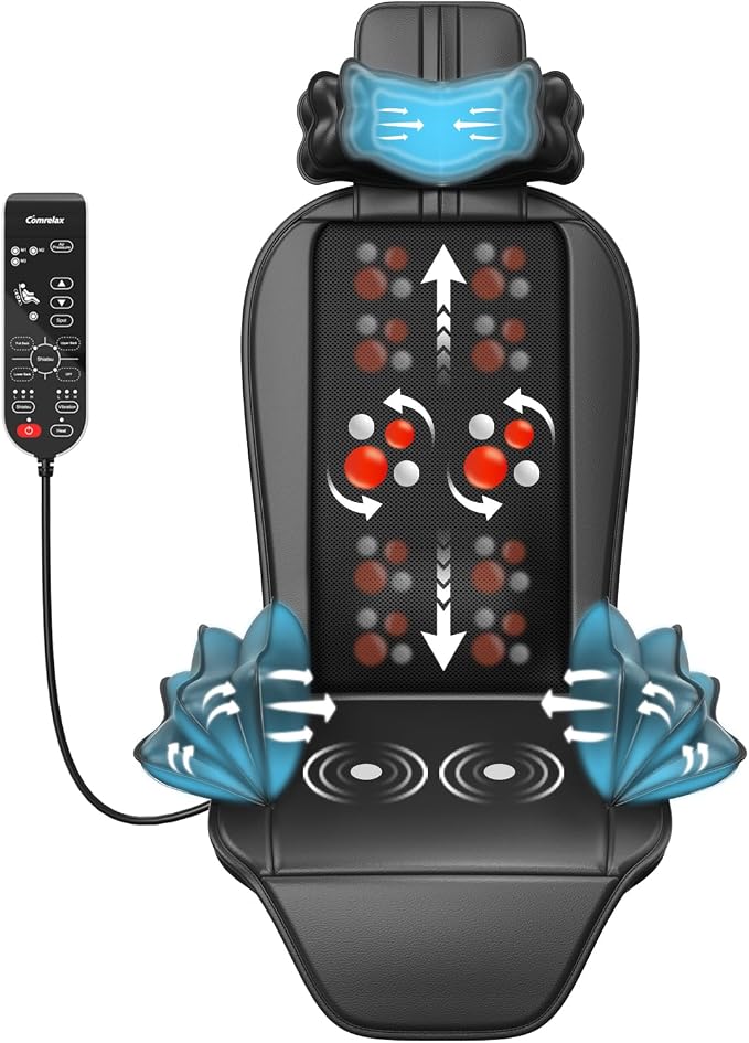 Shiatsu Massage Cushion with Heat, Kneading Back Massager by COMRELAX