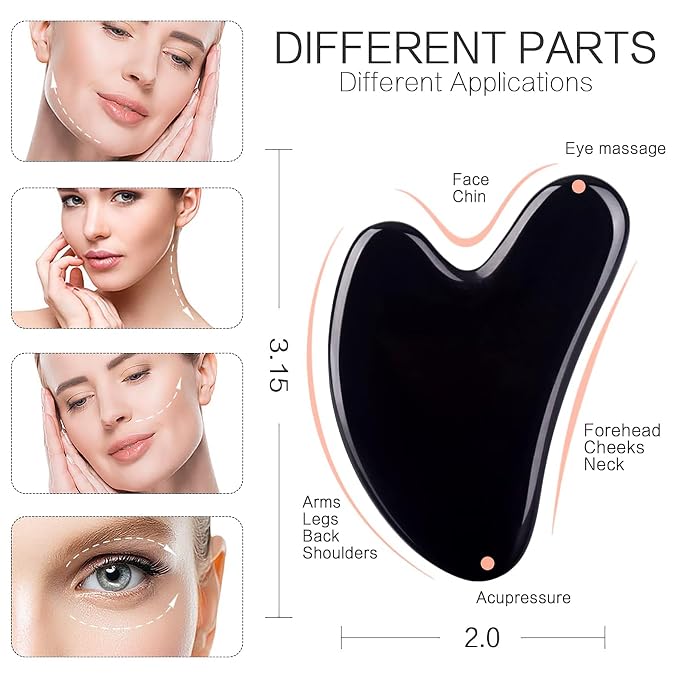 Gua Sha Facial Tools Black Guasha Stone - Image 2