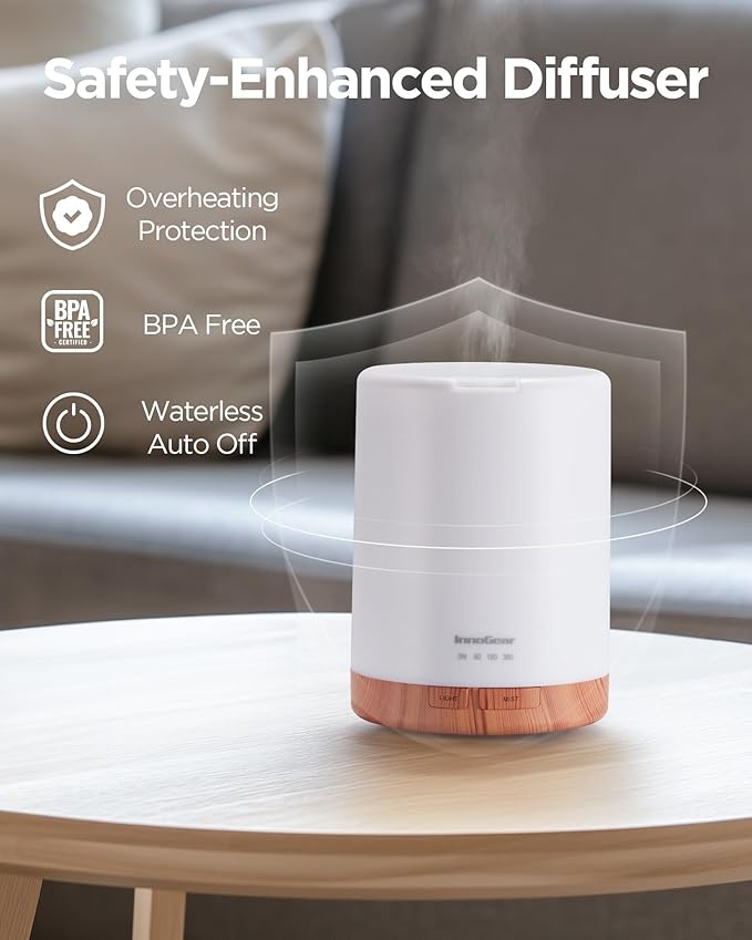 InnoGear Aromatherapy Diffuser & 8 Essential Oils Set, 300ml Premium 5-in-1 - Image 8
