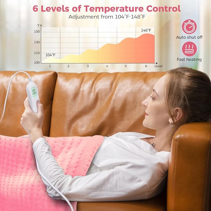 NOWWISH Heating Pad for Back Pain Relief & Period Cramps, 33x17 Inches Large - Image 3