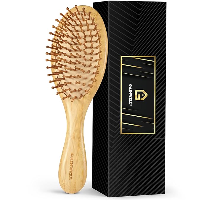 GAINWELL Bamboo Hair Brush for Hair Growth, Natural Bamboo Bristles Detangling by GAINWELL