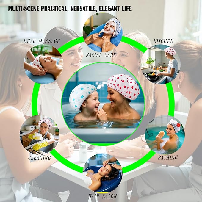 20-Pack Reusable Waterproof Shower Caps - 27cm Durable Elastic Hair Caps - Image 3