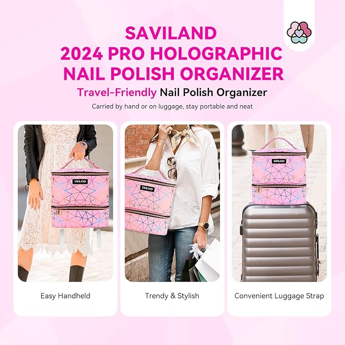SAVILAND Nail Polish Organizer Bag: PU Leather Nail Polish Storage Organizer - Image 7