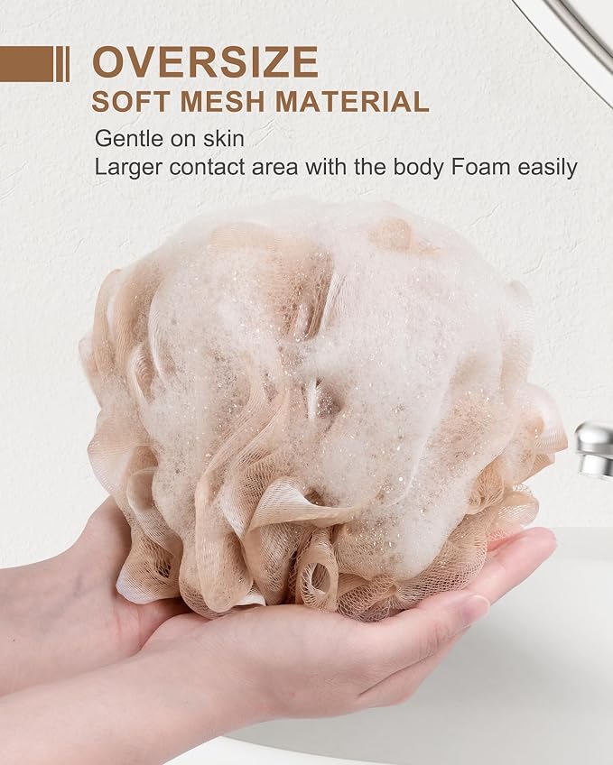MTDLYICE Loofah Sponge, XL Large Loofah 75g 4 Pack, Bath Sponge Soft Mesh Shower - Image 2