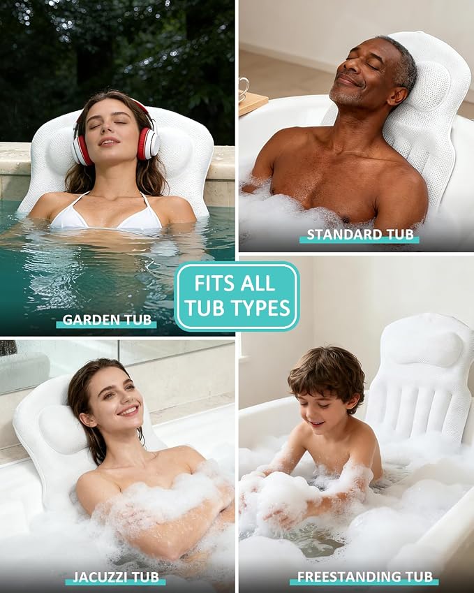 Full Body Bath Pillow for Bathtub, 5D Thick Tub Pillow for Bathtub - Image 6
