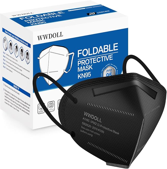 WWDOLL KN95 Face Mask 25 Pack, 5-Layers Breathable Disposable KN95 Masks by WWDOLL