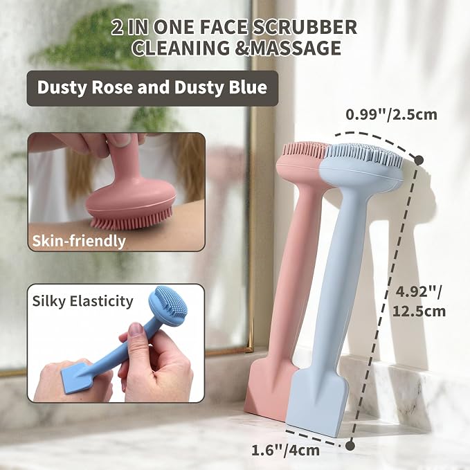 2 Pack Silicone Face Scrubber, 2 in 1 Facial Cleansing Brush & Face Mask - Image 4