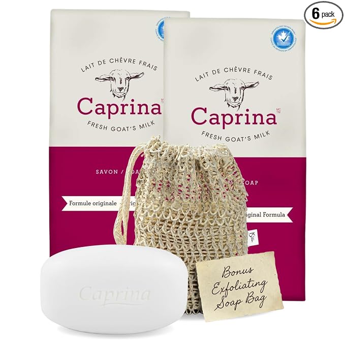 Caprina Fresh Goat Milk Soap Bar, 3.17 oz Each, Moisturizing & Gentle Cleansing by Caprina