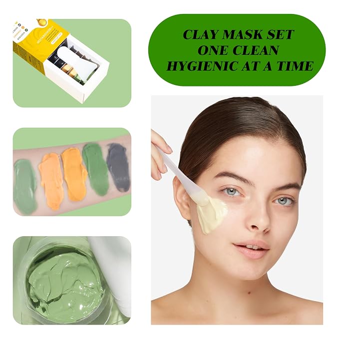 Clay Mask Set Gold Eye Patches, Mud Mask Deep Pore Cleansing Acne Blackhead - Image 6