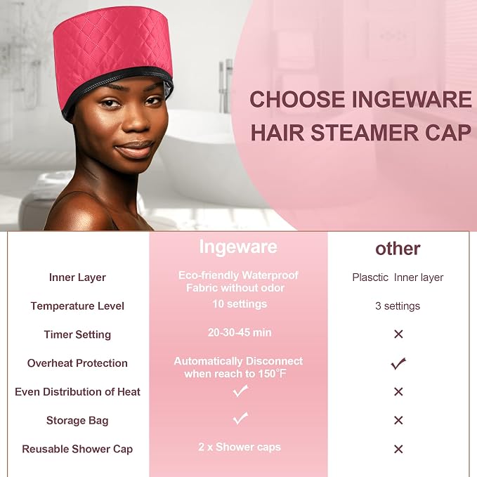 Heat Cap for Deep Conditioning, Ingeware Thermal Cap for Hair Steamer Cap for - Image 6