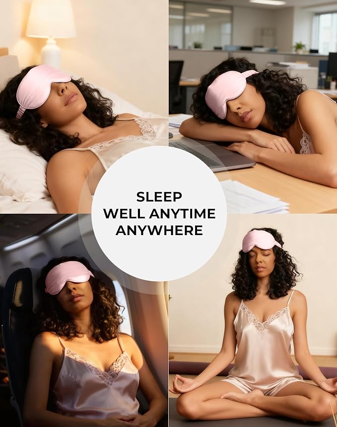 SilkSilky 100% 22 Momme Mulberry Silk Sleep Mask – Upgraded 3D Contoured Eye - Image 7