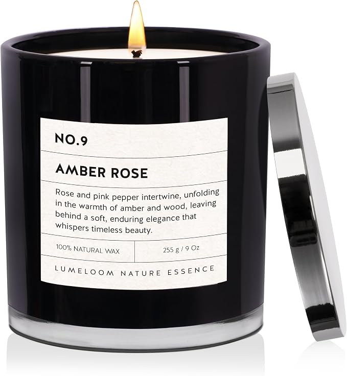LUMELOOM Amber & Rose Luxury Scented Candles, 9oz Soy Wax Candles by Unknown