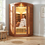 OUTEXER Corner Sauna for One Person Far Infrared Sauna Low-EMF African Mahogany - Image 8