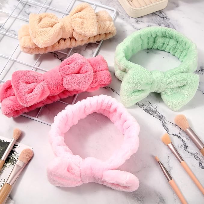 Tigeen 52 Pieces Spa Headband for Washing Face Bulk Soft Coral Fleece Skincare - Image 5
