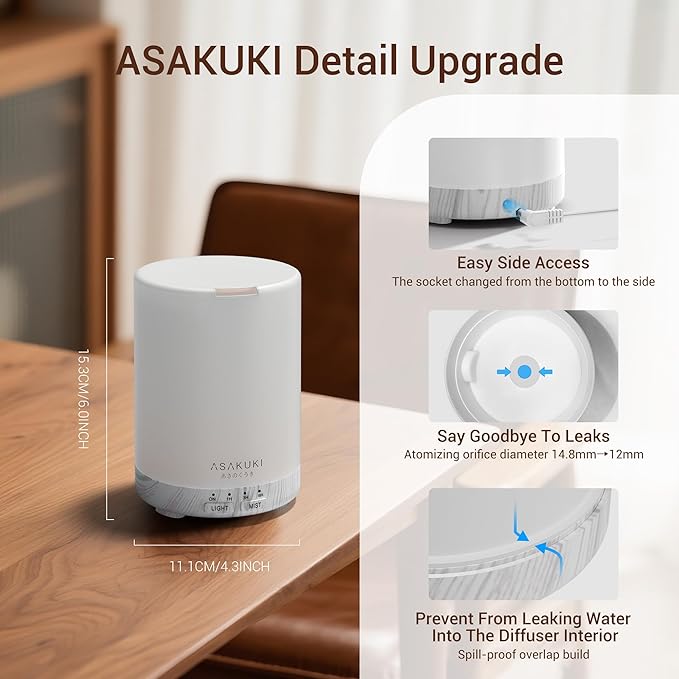 ASAKUKI Essential Oil Diffuser for Home, 300 ml Humidifier - Image 2
