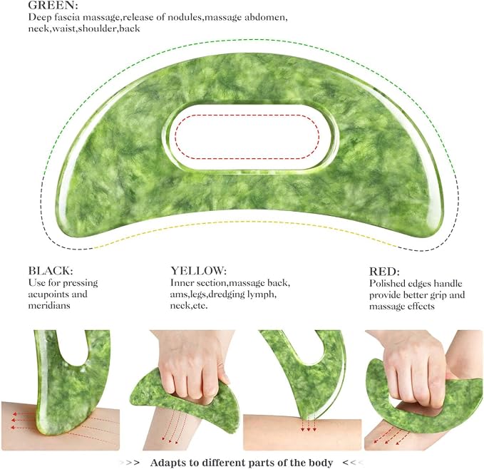 3 PCS Jade Stone Gua Sha Massage Tool Large Guasha Board - Image 5