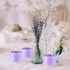 50 Pack Bulk Lavender Scented Tealight Candles in Clear Cup - Image 7
