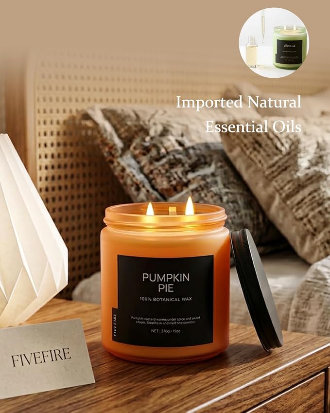 Pumpkin Pie Home Scented Candles, 13oz Organic Soy Wax, 76-Hour Clean Burning - Image 6