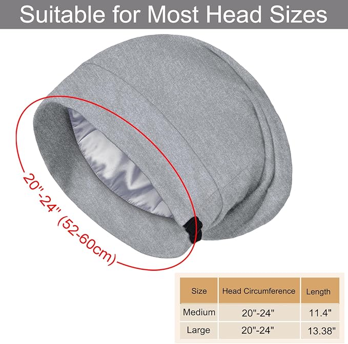 Satin Bonnet for Sleeping Night Cap, Adjustable Satin Lined Silk Bonnets Sleep - Image 5