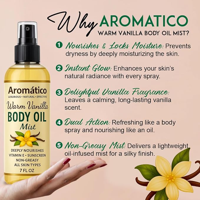 Aromatico Warm Vanilla Body Oil Mist - Image 4