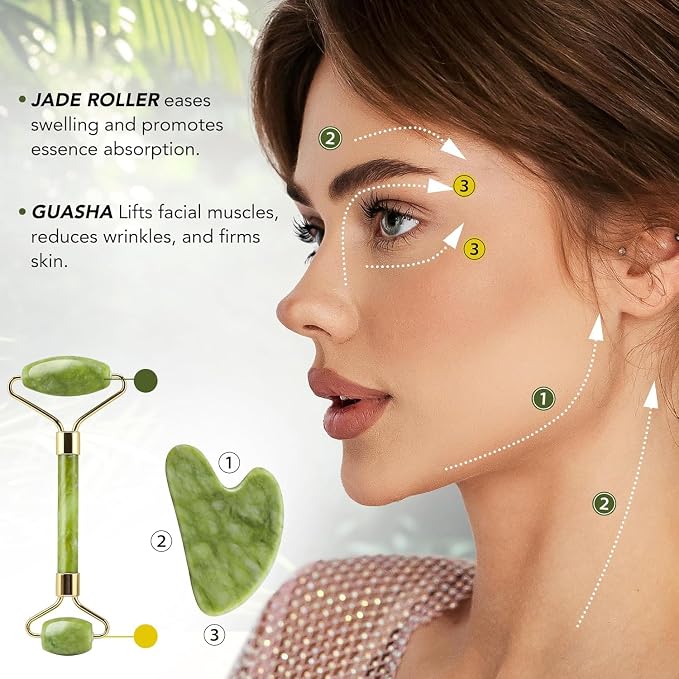 huefull Genuine Jade Roller & Gua Sha Set - Image 4