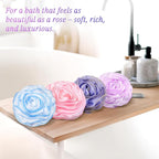 LAYUKI Bath Loofah, Shower Sponge, Body Scrubber, Rose-Shaped - Image 7