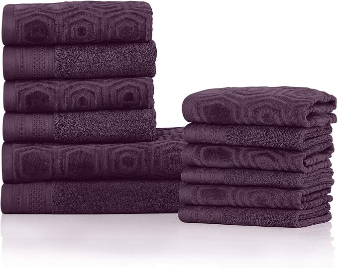 Superior Honeycomb 100% Cotton 500 GSM 12 Piece Bath Towel Set, 6 Washcloths by SUPERIOR