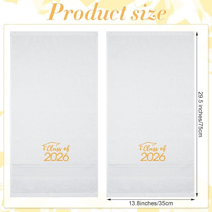 MASHAN Class of 2026 Graduation Hand Towels 3 Pack, 100% Cotton Soft Absorbent - Image 2