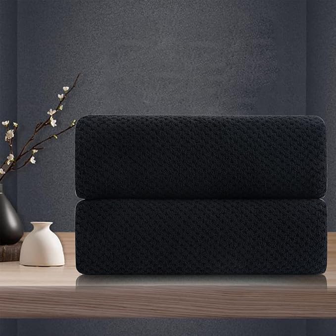 Black Hand Towels Set 2 Pack-16“x31”, Ultra Soft Microfibers Bathroom Towel Set by MAGGEA