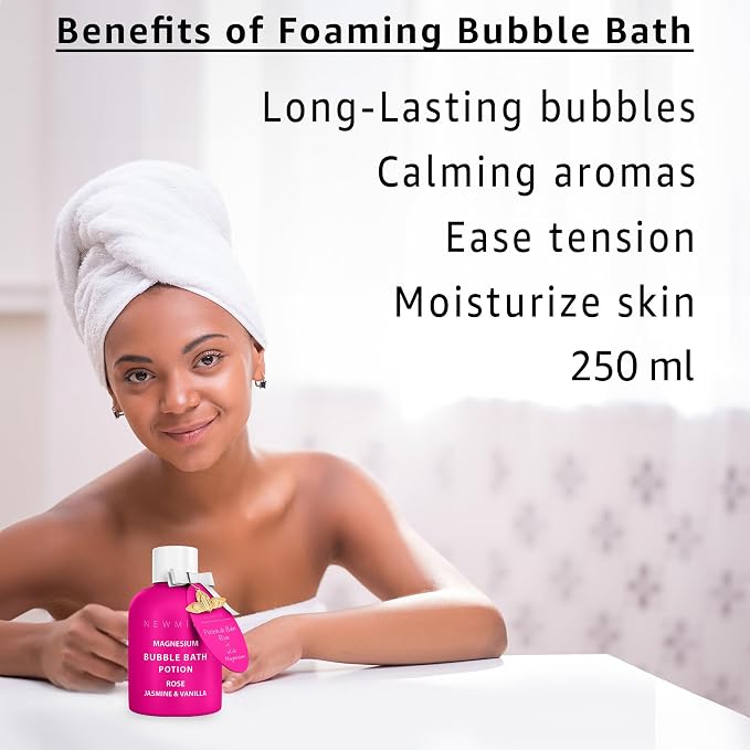 Magnesium Bubble Bath Rose Jasmine Vanilla Long Lasting Foam - Image 2