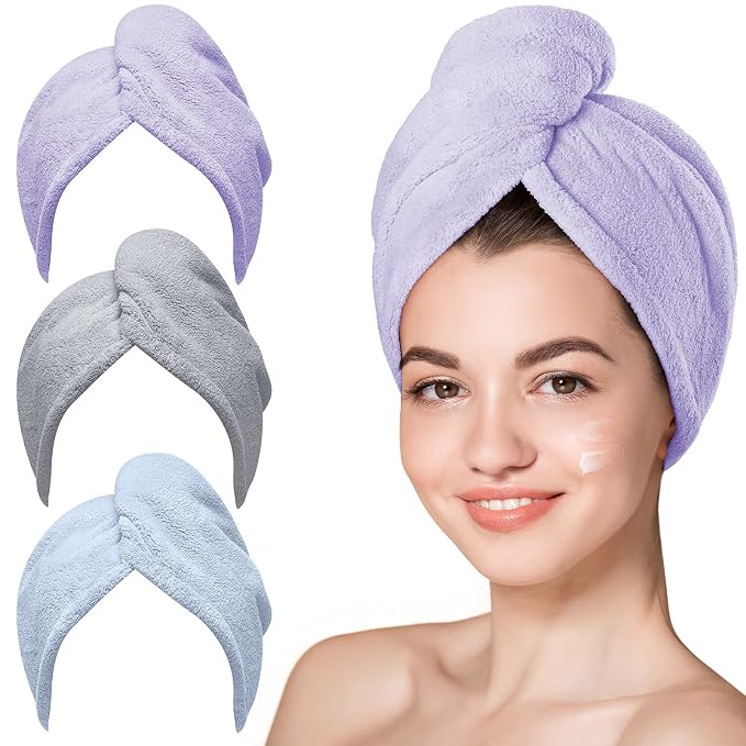 Hicober Microfiber Hair Towel, 3 Packs Hair Turbans by Hicober