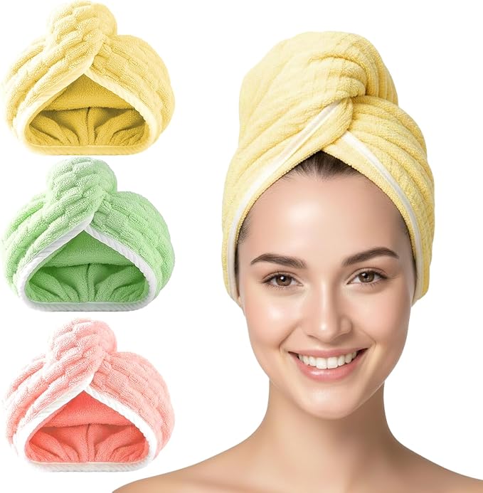 3 Pack Microfiber Hair Towel Wrap by YHPDYL
