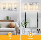 3 Light Vanity Light Fixtures, Polished Chrome Bathroom Wall Sconces, Modern - Image 2