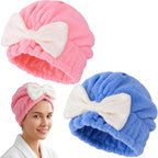PAGOW 2pcs Microfiber Hair Towel, Fast Drying Shower Cap Hair Towel Wrap by PAGOW