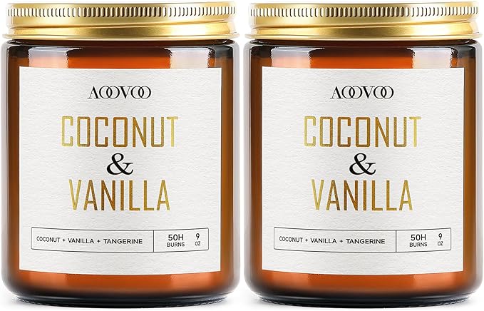 AOOVOO Coconut Vanilla Candles - 18 oz Scented Candles by AOOVOO