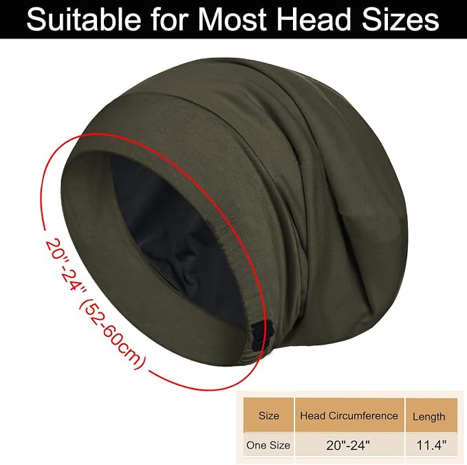 Sleep Cap Bonnet for Sleeping, Adjustable Cooling Ice Silk Lined Hair Bonnets - Image 5