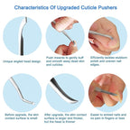Premium Stainless Steel Manicure Tools 2-Piece Set, Upgraded Cuticle Pusher & - Image 2