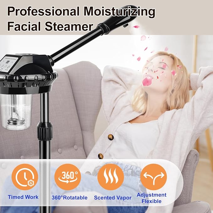 Professional Facial Steamer for Deep Hydration, Ozone Face Steamer - Image 4