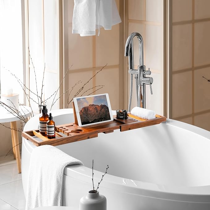 Teak Bathtub Tray | Adjustable Width Tray - Image 3