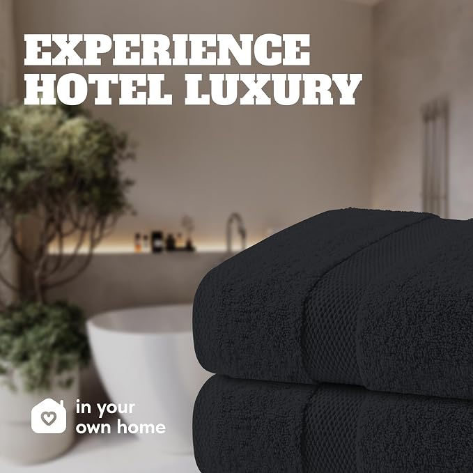 White Classic Black Bath Towels 27x54 Inch, Cotton Towel Set - Image 7