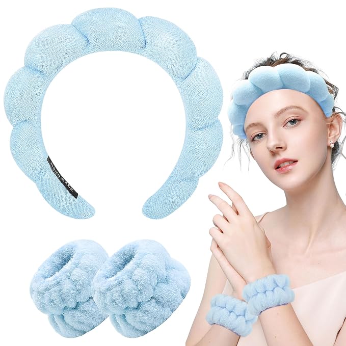Zkptops Spa Headband for Washing Face Wristband Set Sponge Makeup Skincare - Image 8