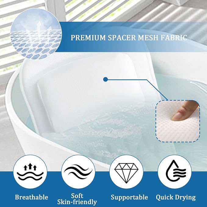 EMMTEEY Full Body Bath Pillow for Tub, Bathtub Pillow for Head and Neck Support - Image 5