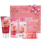 Mother’s Day Gift Set for Women – 4PC Japanese Cherry Blossom Luxury Spa Kit by Bodybeau